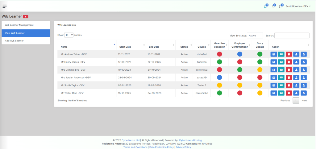 Work-Based Learning (WBL) System Software 3 Work Experience Learner Portal